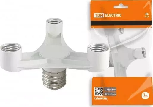Переходник TDM ELECTRIC Е 40-3 хЕ 27, белый,