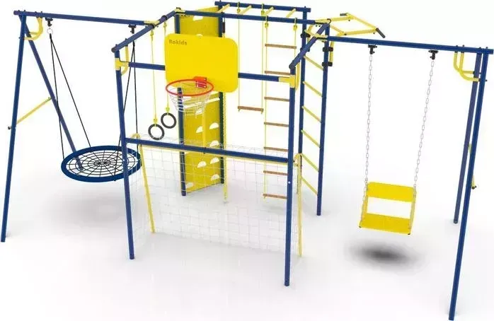 Детский спортивный комплекс Rokids УДСК-7.3 Атлет-К 2 ,Ультрамарин-желтый