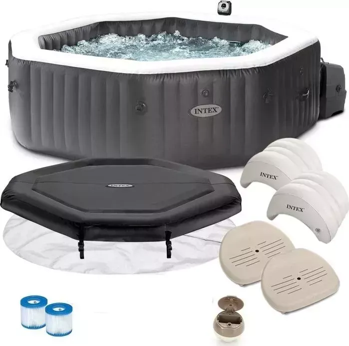 СПА-бассейн INTEX 28458 150/201х71см Jet and Bubble Deluxe 795л, восьмигр., гидро-аэромассаж, хлорогенератор