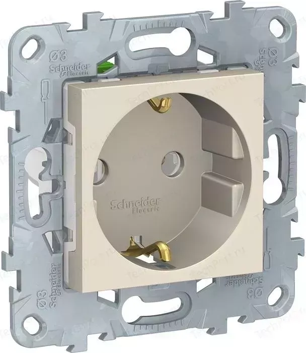 Механизм Schneider Electric розетки с заземлением UNICA NEW с быстрозажимными клеммами16А 250В бежевый (NU505644)