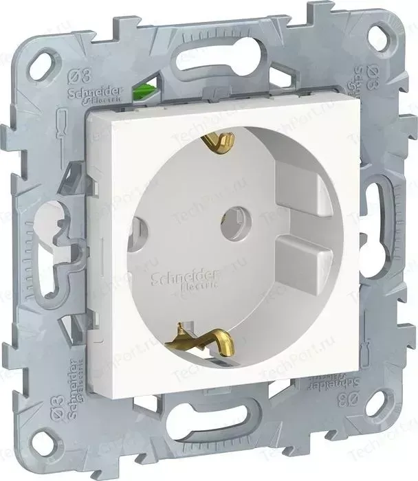 Механизм Schneider Electric розетки с заземлением UNICA NEW с быстрозажимными клеммами 16А 250В белый (NU505618)