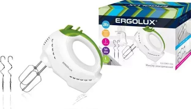 Миксер  Ergolux ELX-EM01-C34 бело-салатовый