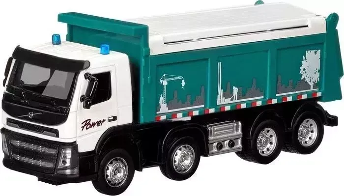Машина Автопанорама Volvo самосвал, зеленый, масштаб 1:50, свет, звук - JB1251191