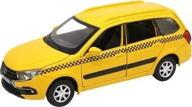 Машина Автопанорама LADA GRANTA CROSS *ТАКСИ*, желтый, масштаб 1:24, свет, звук - JB1251204