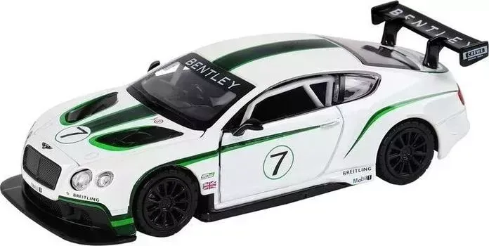 Машина Автопанорама Bentley Continental GT3, белый, масштаб 1:32, свет, звук, инерция - JB1251315