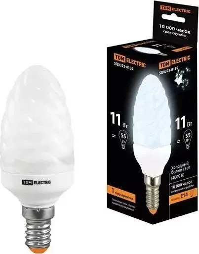 Лампа TDM ELECTRIC энергосберегающая клл - CT - 11 Вт - 4000 К - Е 14(витая свеча) (mini)