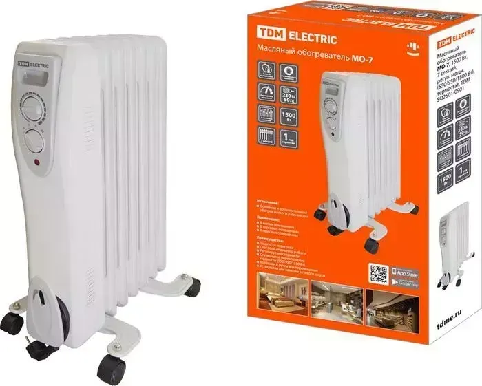 Обогреватель масляный TDM ELECTRIC МО-7, 1500 Вт, 7 секций, регул. мощн., термостат