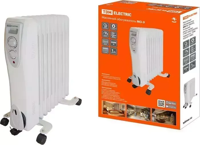Обогреватель масляный TDM ELECTRIC МО-9, 2000 Вт, 9 секций, регул. мощн., термостат