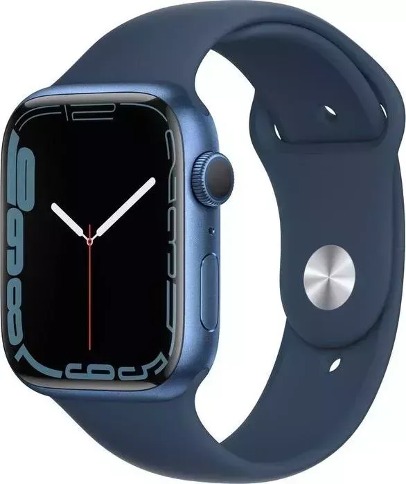 Часы APPLE Watch Series 7, 45 мм, корпус из алюминия синего цвета, спортивный ремешок "синий омут" [MKN83RU/A] (MKN83RU/A)
