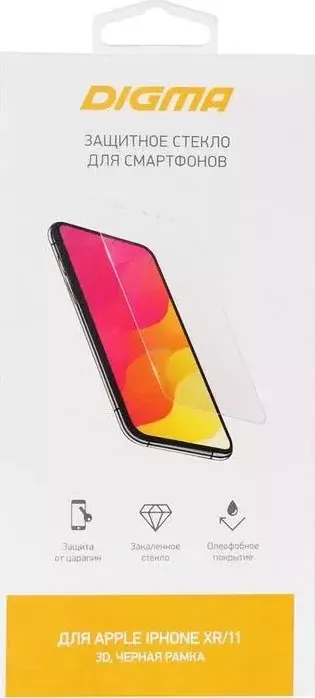 Защитное стекло для экрана DIGMA Apple iPhone XR/11 3D 1шт. (DGG3AP11XA)