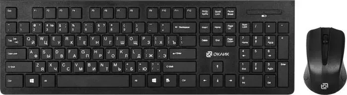 Клавиатура проводная OKLICK + мышь 250M клав:черный мышь:черный USB бес slim (997834)