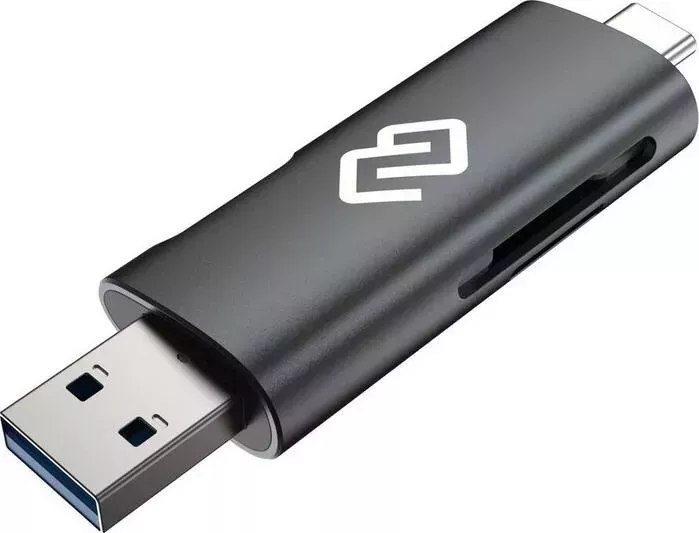 Устройство чтения карт памяти DIGMA USB 2.0/Type C CR-CU2520-G серый