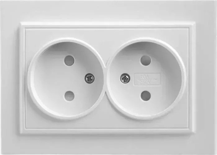 Розетка FERON двойная Stekker Эрна б/з 10A 250V белый PST10901301 39053