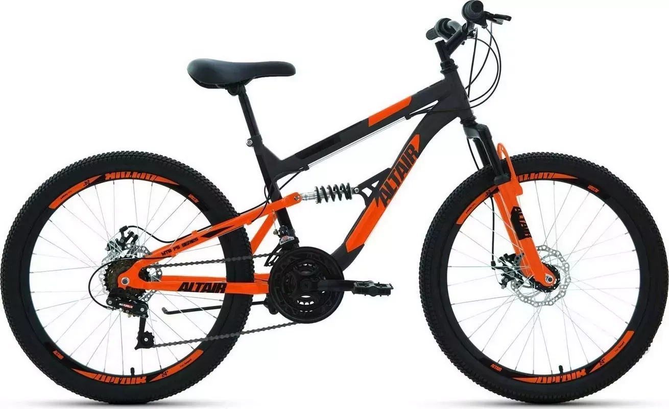 Велосипед  Altair MTB FS 24 DISC темно-серый/оранжевый (RBKT1F14E005)