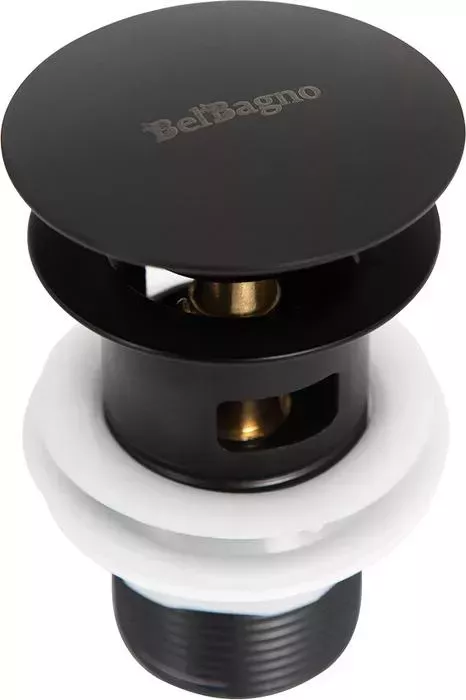 Донный клапан BELBANGO SAT Click-clack с переливом, чёрный (BB-SAT-NERO)