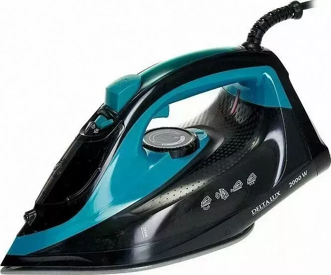 Утюг DELTA LUX DE-3000 черный с бирюзовым