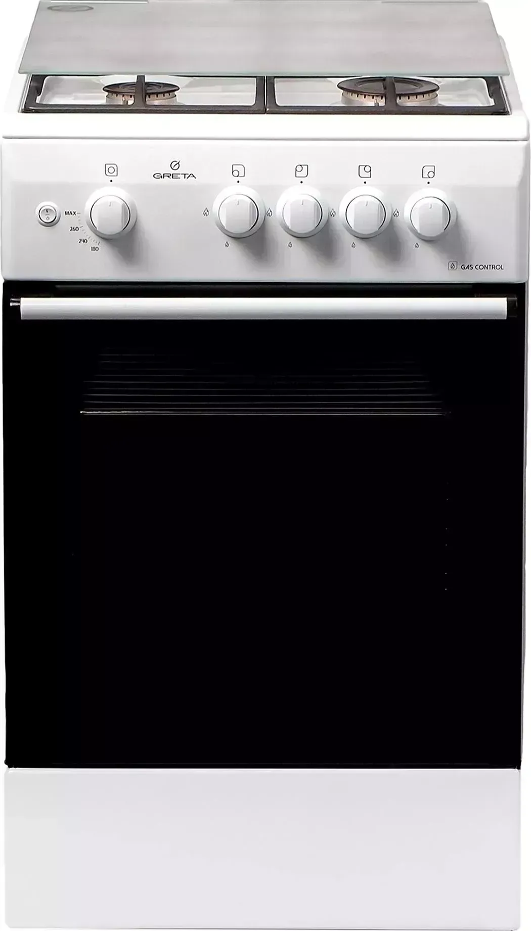 Плита газовая GRETA 1470-00 исп. 07 белая стекло с ЧР (GG 5072 CG 38W)