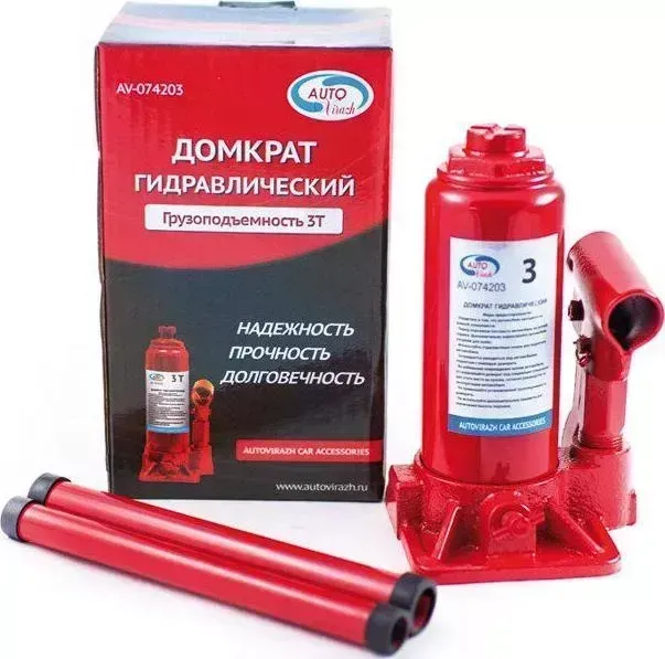 Домкрат AUTOVIRAZH AV-074203 (красный) коробка