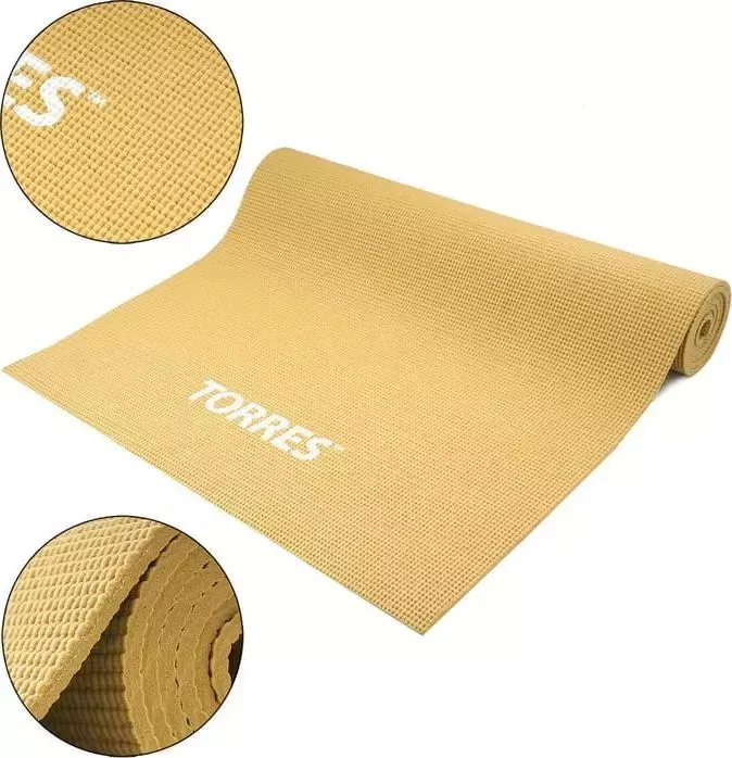 Коврик для йоги TORRES Relax 6 арт. YL12236B, PVC 6 мм, нескользящее покрытие, бежевый