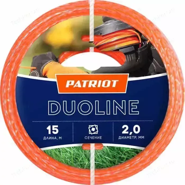 Леска триммерная PATRIOT 2.0мм 15м квадрат Duoline (805401151)