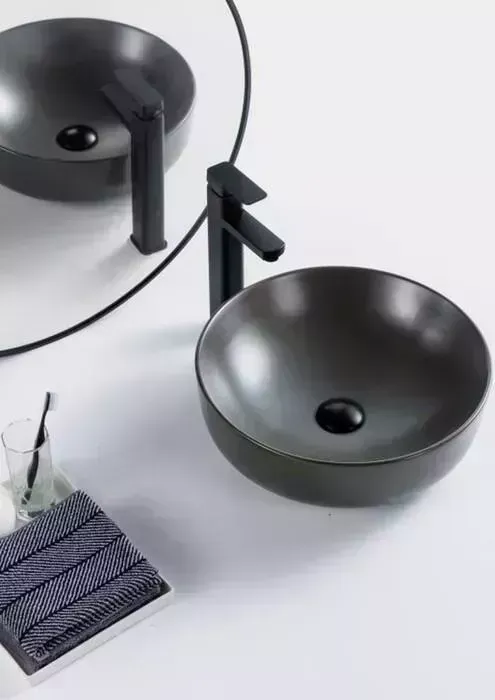 Раковина BELBANGO -чаша 41х41 серая матовая (BB1315-H311)