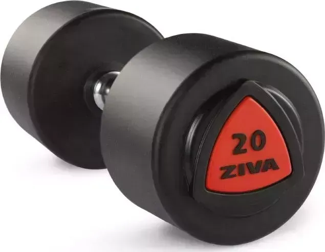 Гантель ZIVA 34 кг серии ZVO уретановое покрытие красная вставка