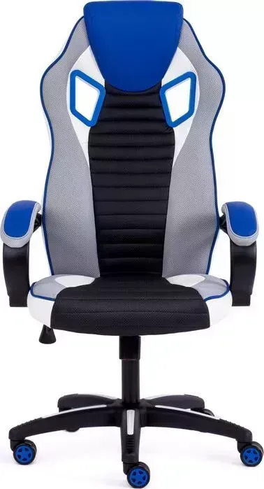 Кресло офисное TetChair Pilot кож/зам/ткань, черный перфорированный/светло-серый/синий 36-6/06/TW-14/36-39