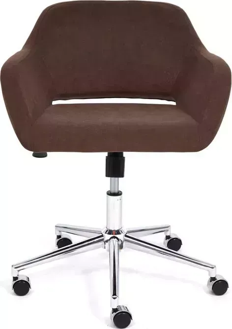 Кресло офисное TetChair Modena хром флок коричневый 6