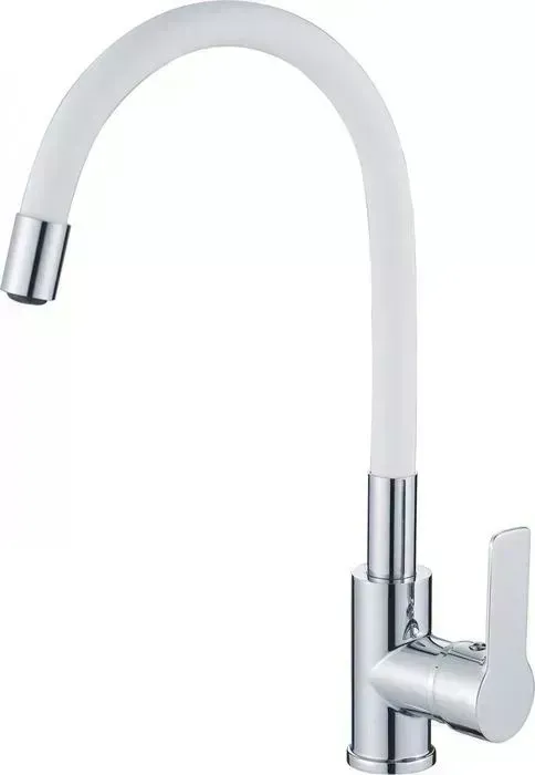 Смеситель для кухни Haiba с гибким изливом, белый/хром (HB70112-8)