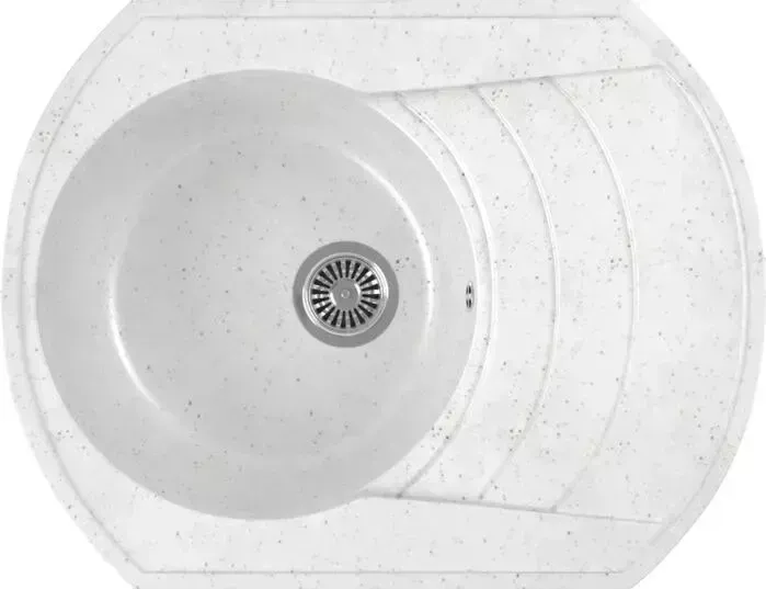 Мойка кухонная GREENSTONE GRS-65-331 белая, с сифоном