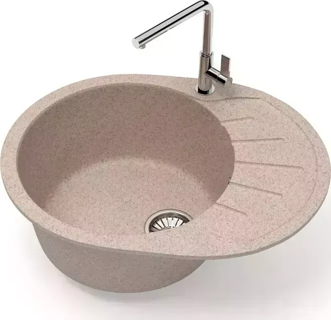Мойка кухонная Glanz J-010-34 песочная, матовая, с сифоном