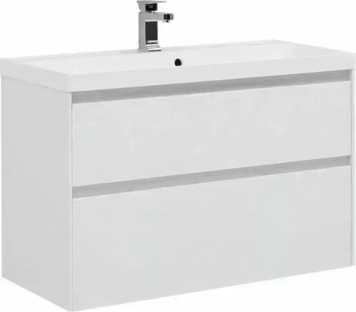 Тумба с раковиной AQUANET с Гласс 100 белая (235664, 179392)