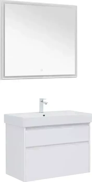 Тумба с раковиной AQUANET с Nova Lite 85 два ящика, белый глянец (249936, 198208)