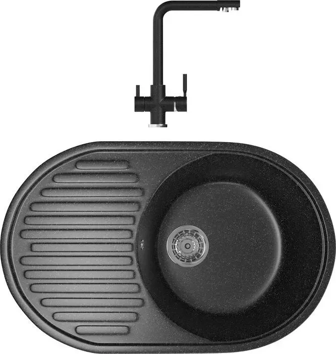 Мойка кухонная и смеситель Mixline и смеситель ML-GM16 черная 308