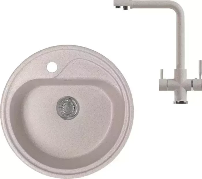Мойка кухонная и смеситель Mixline и смеситель ML-GM10 песочная 302