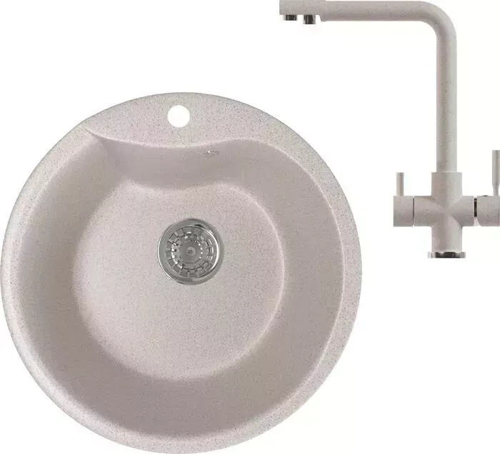 Мойка кухонная и смеситель Mixline и смеситель ML-GM12 песочная 302