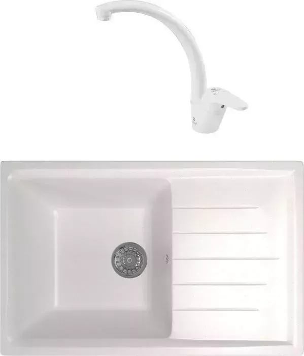 Мойка кухонная и смеситель Mixline и смеситель ML-GM19 белая 331 (4630030634904, 55244-4)