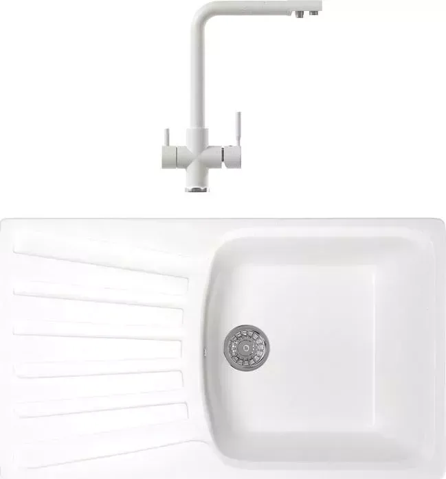 Мойка кухонная и смеситель Mixline и смеситель ML-GM20 белая 331