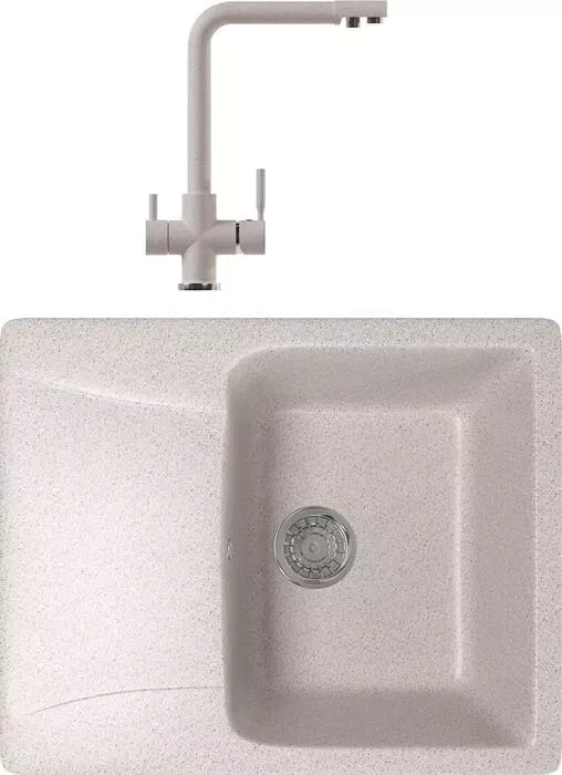 Мойка кухонная и смеситель Mixline и смеситель ML-GM26 песочная 302