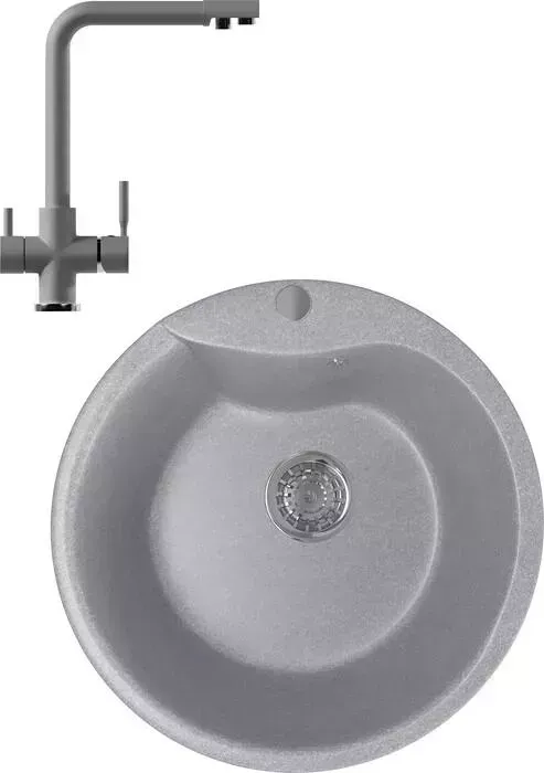 Мойка кухонная и смеситель Mixline и смеситель ML-GM12 48х48 графит 342 (4620031445487, 547933)