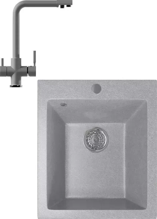 Мойка кухонная и смеситель Mixline и смеситель ML-GM14 42х49,5 графит 342 (4620031445548, 547933)