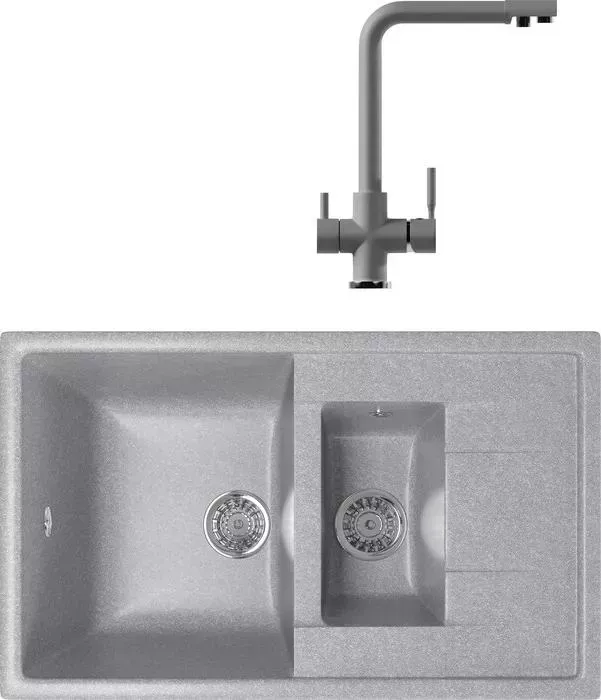 Мойка кухонная и смеситель Mixline и смеситель ML-GM22 77x49,5 графит 342 (4620031445784, 547933)