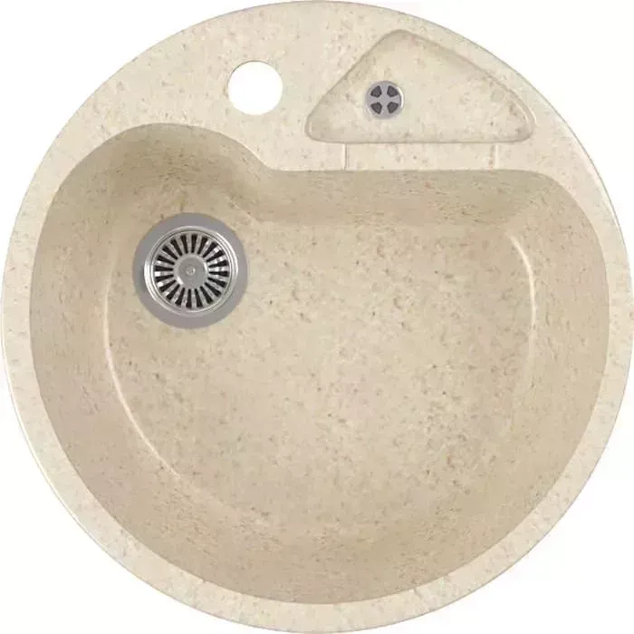 Мойка кухонная GREENSTONE GRS-08K-328 бежевая, с сифоном