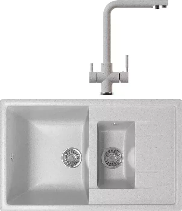 Мойка кухонная и смеситель Mixline и смеситель ML-GM22 серая 310