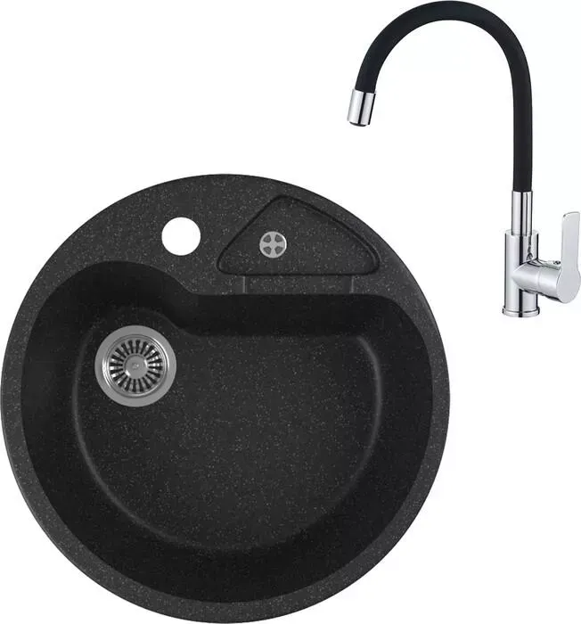 Мойка кухонная и смеситель GREENSTONE и смеситель GRS-08K-308 Haiba HB70112-7 черная