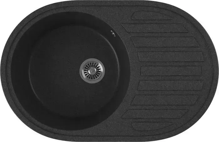 Мойка кухонная GREENSTONE GRS-18L-343 антрацит, с сифоном