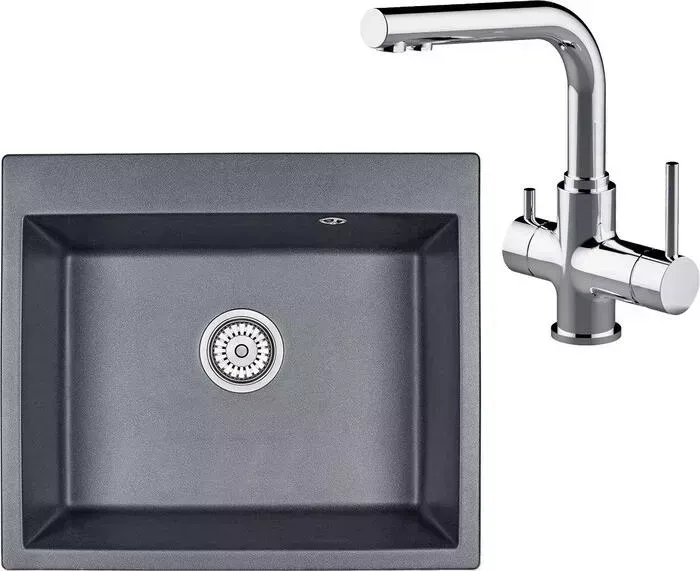 Мойка кухонная и смеситель Granula и GR-6001 шварц, Lemark Comfort LM3061C