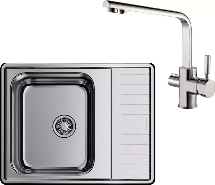 Мойка кухонная и смеситель OMOIKIRI и смеситель Sagami 63 IN , Kaiser Decor нержавеющая сталь (4993732, 40144-5)