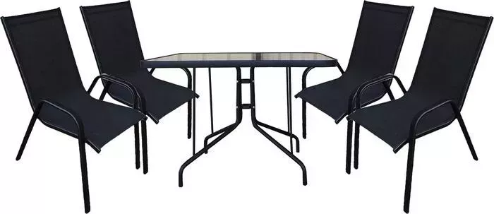 Набор мебели Garden story Сан-Ремо 2 (4 кресла+стол каркас черный, сиденья черные)