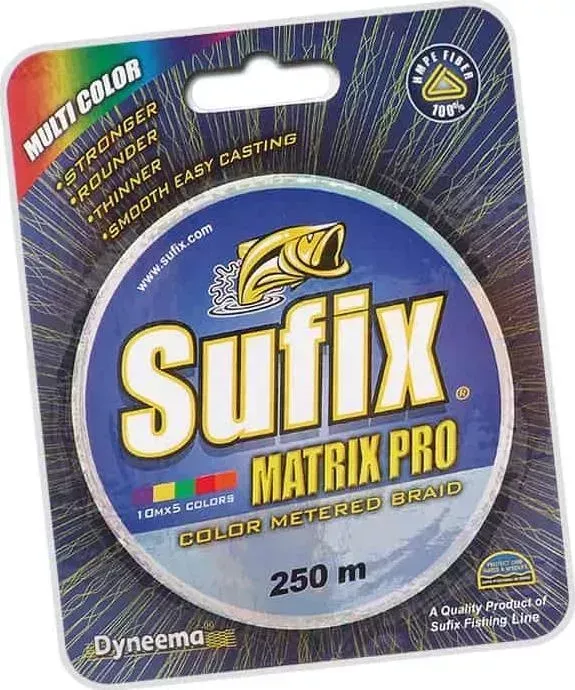 Леска плетеная SUFIX Matrix Pro разноцвет. 250 м 0.25 мм 22,5 кг